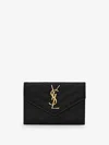 Saint Laurent Leather Quilted Wallet In Purple