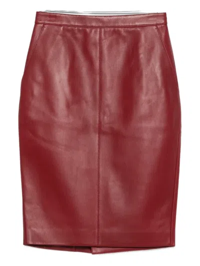 Saint Laurent Cassandre Midi Pencil Skirt In Red