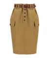 Saint Laurent Paris Women Gonna A Matita Cassandre In Twill Di Cotone In Brown