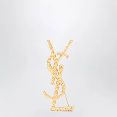 Saint Laurent Cassandre Mini Brooch In Gold-plated Metal