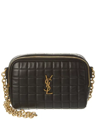 Saint Laurent Cassandre Mini Leather Camera Bag In Black