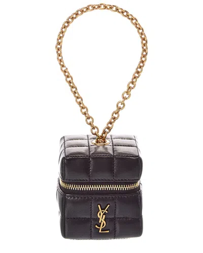 Saint Laurent Cassandre Mini Leather Coin Purse In Black