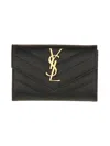Saint Laurent Leather Quilted Wallet In Purple