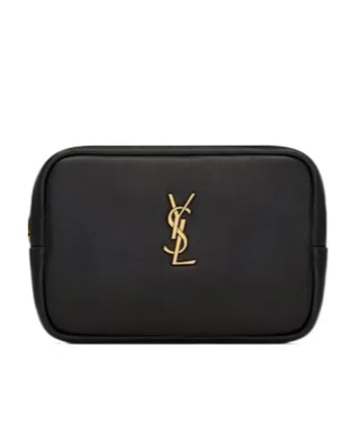 Saint Laurent Cassandre Mini Make-up Bag In Black