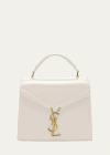 Saint Laurent Cassandre Mini Monogram Ysl Box Calf Top-handle Bag In Blanc Vintage