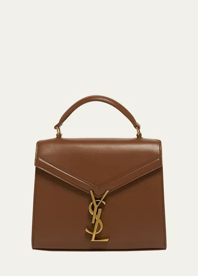 Saint Laurent Cassandre Mini Monogram Ysl Box Calf Top-handle Bag In Fox