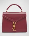 Saint Laurent Cassandre Mini Monogram Ysl Box Calf Top-handle Bag In New Dark Bordeaux