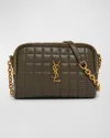 Saint Laurent Cassandre Mini Ysl Camera Bag In Quilted Smooth Leather In Light Musk