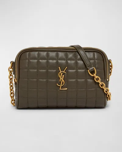 Saint Laurent Cassandre Mini Ysl Camera Bag In Quilted Smooth Leather In Light Musk