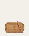 Saint Laurent Cassandre Mini Ysl Camera Bag In Quilted Smooth Leather In Natural Tan