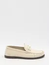 Saint Laurent Leather Loafers With Round Toeline And Rubber Sole In White