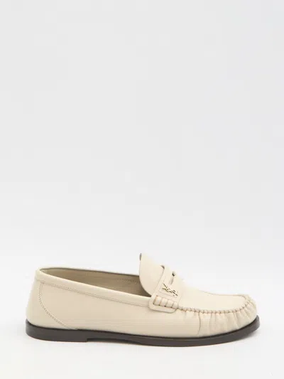 Saint Laurent Cassandre Mocassins In White