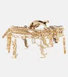 Saint Laurent Cassandre Monogram Charm Bracelet In Crystal/gold
