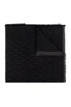 Saint Laurent Cassandre Monogram Large Scarf In Black Dark Grey