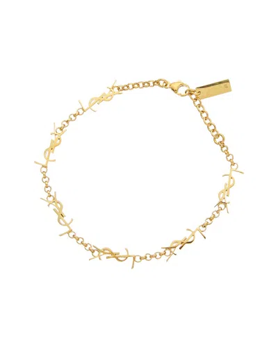 Saint Laurent Cassandre Multi-charm Bracelet In Gold