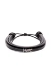 Saint Laurent Cassandre Multi-strand Leather Bracelet Accessories In Black