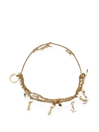 Pre-owned Saint Laurent Cassandre Multi-chains Bracelet In Gold