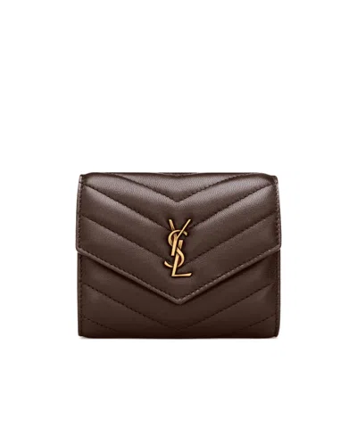 Saint Laurent Cassandre Multi-fold Wallet In Lambskin In Arabica