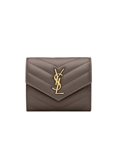 Saint Laurent Cassandre Multi-fold Wallet In Lambskin In Pink