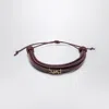 Saint Laurent Cassandre Multiwrap Leather Bracelet In Burgundy
