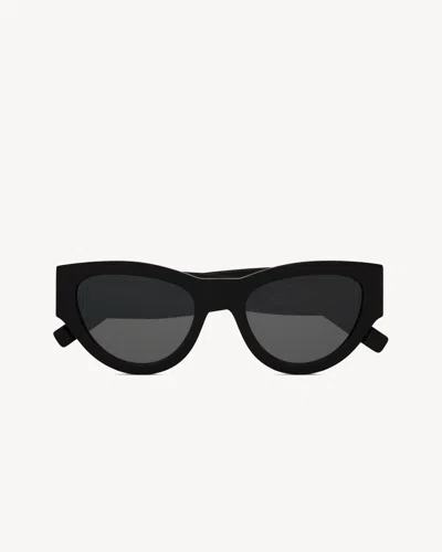 Saint Laurent Cassandre On The Temples Thick Acetate Sunglasses (lens 53mm, Bridge 20mm, Temple 145m In Nero