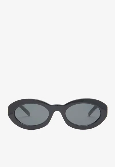 Saint Laurent Cassandre Oval-shaped Sunglasses In Gray