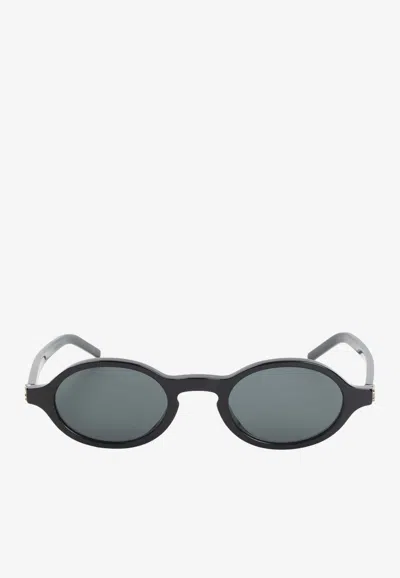 Saint Laurent Cassandre Oval Sunglasses In Black