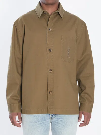 Saint Laurent Cassandre Overshirt In Brown