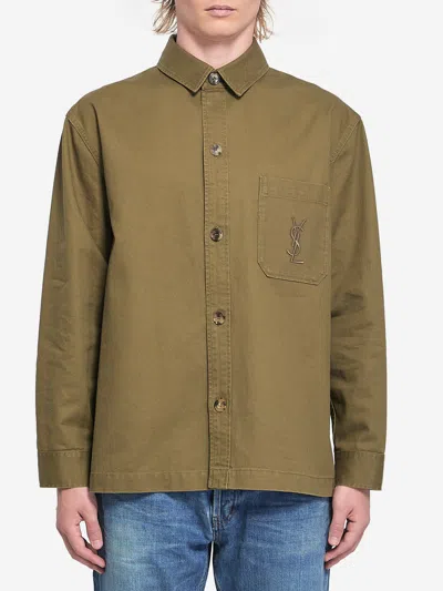 Saint Laurent Cassandre Overshirt In Green