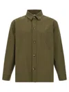 Saint Laurent Green Shirt With Classic Collar And Cassandre Embroidery On The Front In Cotton Man In Green