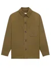 Saint Laurent Cassandre Overshirt In Cotton And Linen Gabardine Clothing In Brown