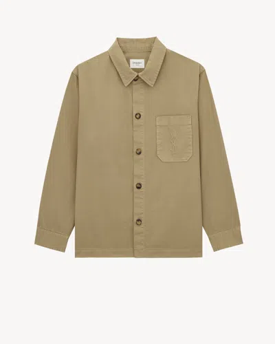 Saint Laurent Cassandre Overshirt In Cotton Linen Gabardine In Yellow