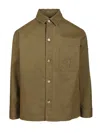 Saint Laurent Green Shirt With Classic Collar And Cassandre Embroidery On The Front In Cotton Man In Green