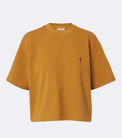 Saint Laurent Cassandre Oversized Cotton Piqué T-shirt In Yellow