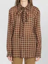 Saint Laurent Cassandre Oversized Wool Shirt Necktie In Multi