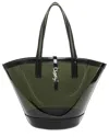 Saint Laurent Cassandre Panier Medium Vinyl Tote In Green
