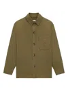 Saint Laurent Cotton Gabardine Cassandre Overshirt In Green