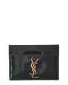 Saint Laurent Cassandre Patent Card Case In Green