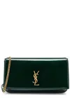 Saint Laurent Cassandre Patent Leather Phone Case In Dark Green