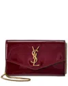 Saint Laurent Cassandre Patent Wallet On Chain In Red