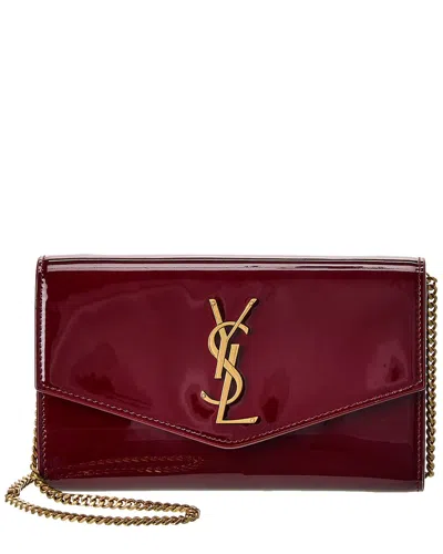 Saint Laurent Cassandre Patent Wallet On Chain In Red