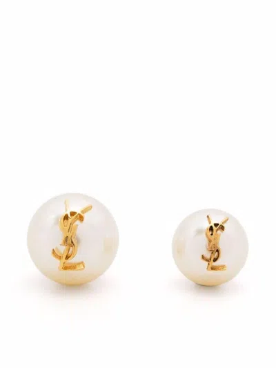 Saint Laurent Cassandre Pearl Asymmetric Earrings Accessories