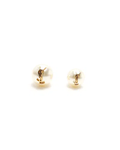 Saint Laurent Asymmetric Earrings Cassandre In White