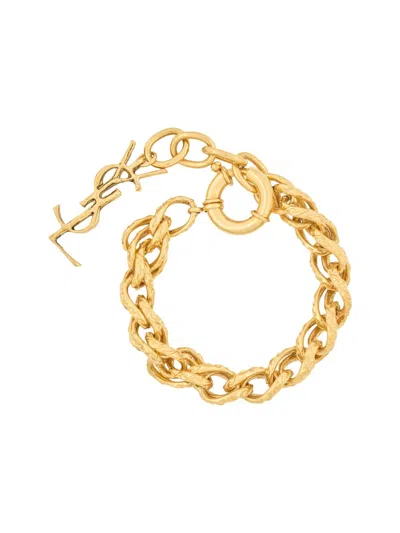 Saint Laurent Cassandre Pendant Bracelet In Gold
