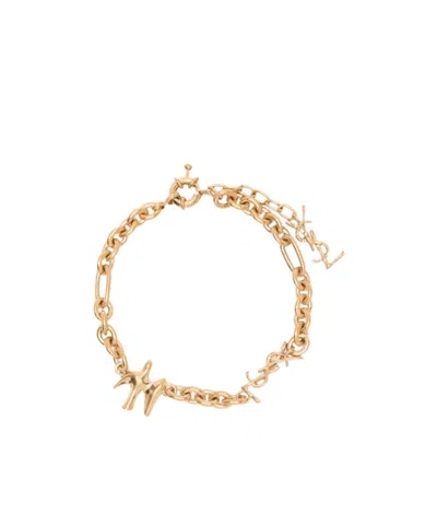 Saint Laurent Cassandre Pendant Bracelet In Golden