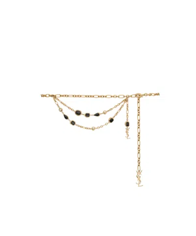 Saint Laurent Cassandre Pendant Chain Belt In Gold