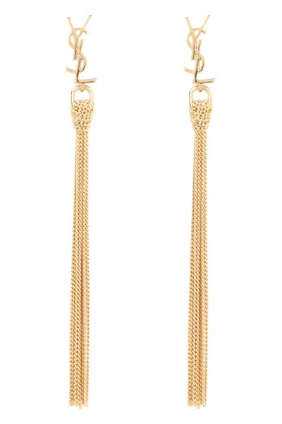 Saint Laurent Cassandre Pendant Earrings In Gold