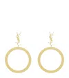 Saint Laurent Cassandre Pendant Hoop Earrings In Metallic