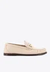 Saint Laurent Leather Loafers With Round Toeline And Rubber Sole