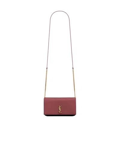 Saint Laurent Cassandre Phone Holder In Smooth Leather